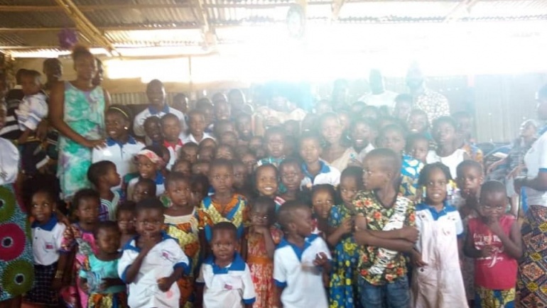 After enjoying the meal and receiving the individual gift of clothes and accessories, the orphans and widows were so happy.
